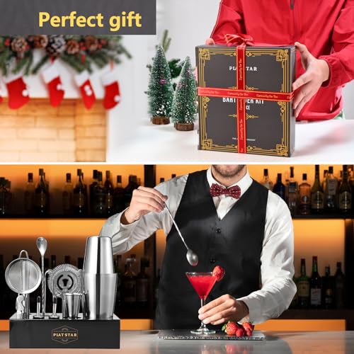 Plat Star Mixology Bartender Kit | Home Bar Set Cocktail Shakers Bartending Kit | Bar Tools Boston Shaker Set with Stand |...