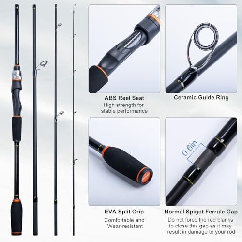 Goture Spinning Fishing Rod & Reel Combo with Carrier Bag,6-9FT,Spin Reels, Lures Kit, Pliers, Braided Line, Fish Gripper,...