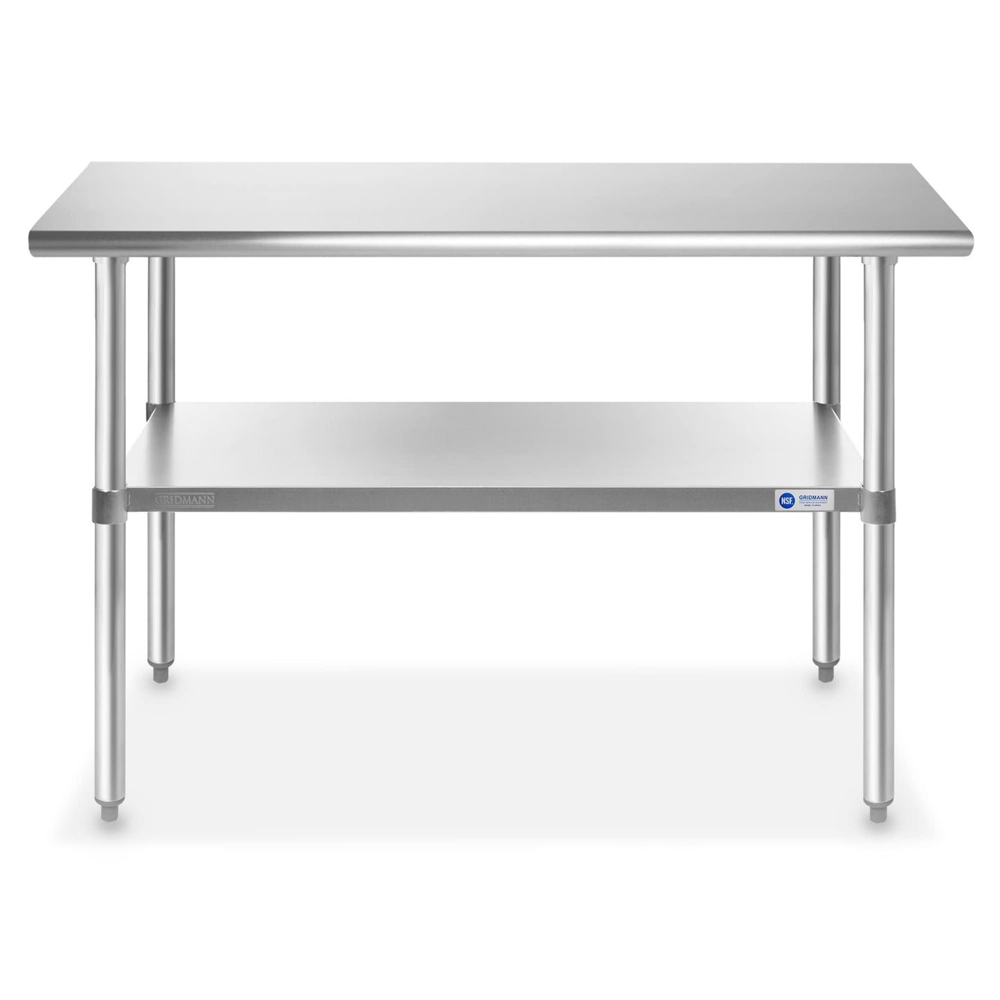 GRIDMANN Stainless Steel Work Table 48 x 24 Inches, NSF Commercial Kitchen Prep Table with Under Shelf for Restaurant and Home