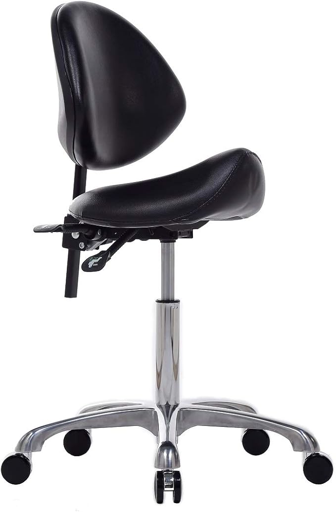 FRNIAMC Hydraulic Saddle Rolling Adjustable, Heavy-Duty (350 lbs) Stool Chair for Beauty Salon Massage Dental Clinic Home Office Use (Black)