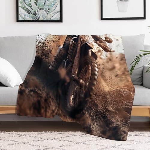 DIPQIMI Dirt Bike Racer Throw Blanket, Soft Lightweight Cozy Warm Extreme Outdoor Sport Flannel Blankets for Couch Bed Tra...
