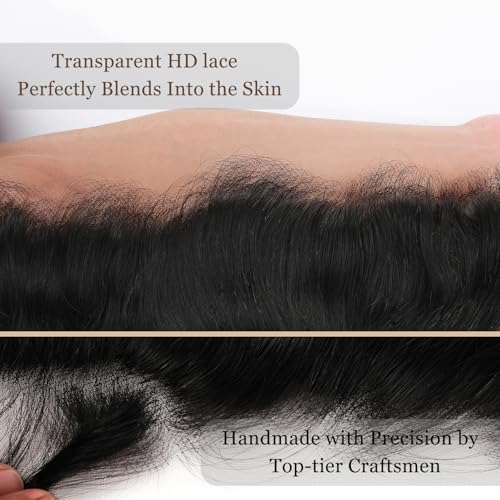 13x4 Body Wave Lace Frontal Closure Ear to Ear 18 Inch Transparent HD Lace Frontal Brazilian Virgin Human Hair Pre Plucked With Baby Hair Natural Black