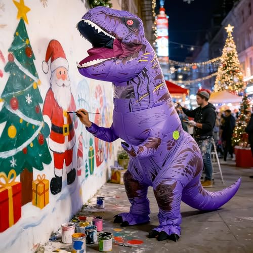 Rysotowy Inflatable Dinosaur Costume for Adults Blow up T-rex Costume Funny Party Dino Costume Fancy Halloween Costume Suit
