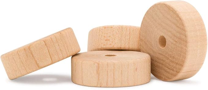 2-1/2-inch Diameter Slab Wooden Wheels for Crafts 3/8-inch Hole, 3/4-inch Thick, Pack of 12 Mini Craft Wheel for Model, by Woodpeckers