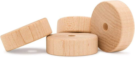 2-1/2-inch Diameter Slab Wooden Wheels for Crafts 3/8-inch Hole, 3/4-inch Thick, Pack of 4 Mini Craft Wheel for Model, by Woodpeckers