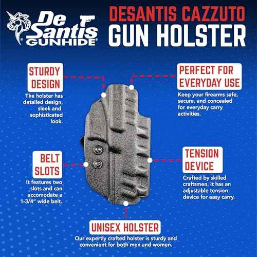 DeSantis Cazzuto OWB Holster - Holster OWB, Compact Holster, Lightweight Adjustable Holster, Compatible with Ruger-5.7 with or without Red Dot Sight - Right Hand Draw, Black
