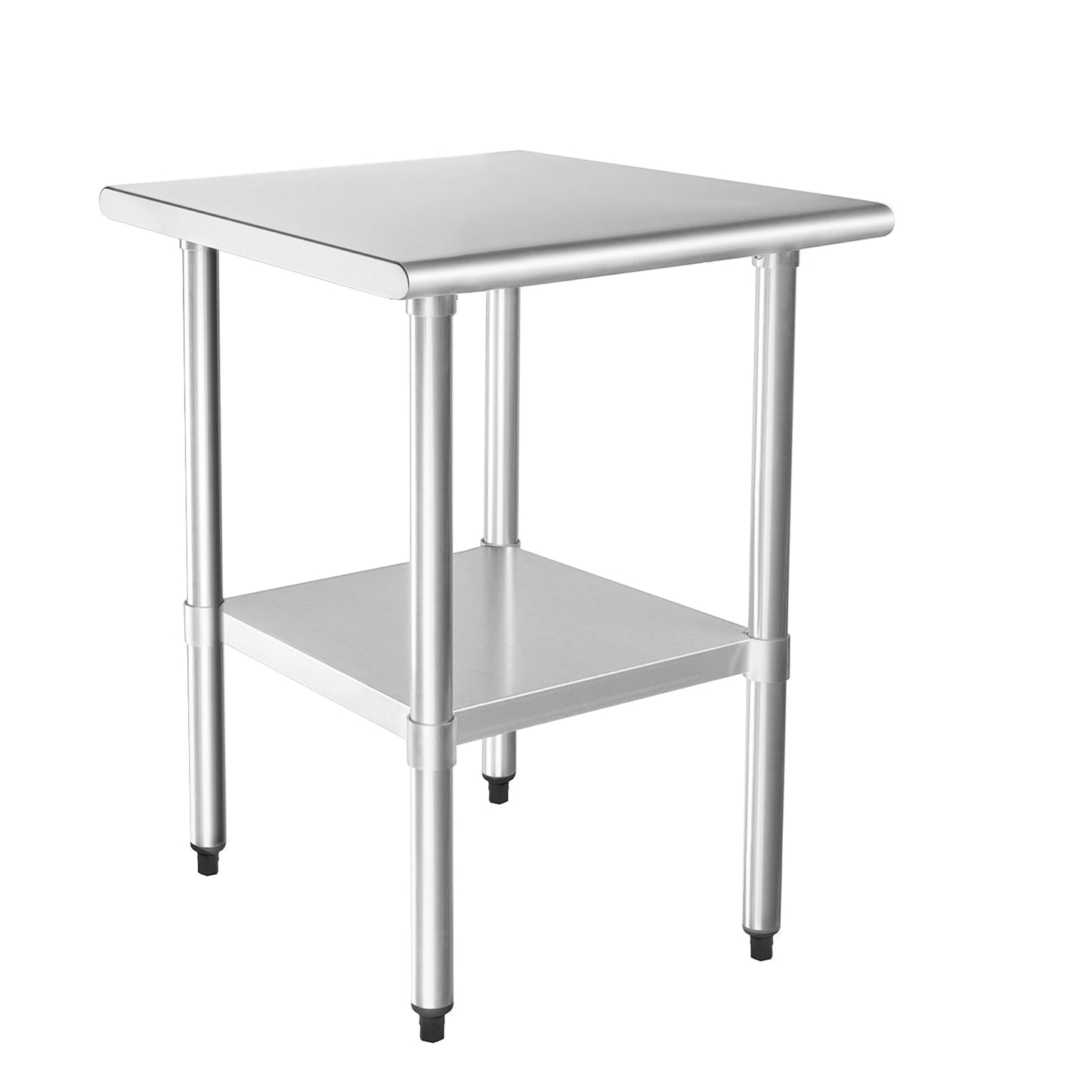 HARDURA Stainless Steel Table 24X24 Inches with Undershelf and Galvanized Legs NSF Heavy Duty Commercial Prep Work Table for Restaurant Kitchen Home and Hotel