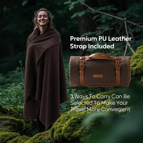 Molithe 100% Wool Blanket, 62" x 86", Warm, Thick, Washable, Military Wool Blanket, Great for Camping, Outdoors, Sporting ...