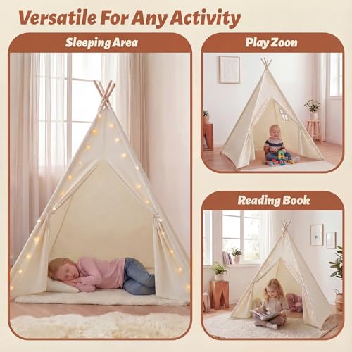 wilwolfer Kids Teepee Tent for Girls or Boys with Carry Case, Foldable Play Tent for Toddler Suit for Indoor and Outdoor P...