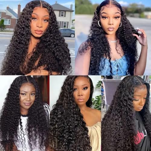 Real Human Hair Closure Wig - 4x4 Curly Wig for Black Women, 26Inch Lace Front, Glueless, Pre Plucked with Baby Hair, 150% Density, Natural Color