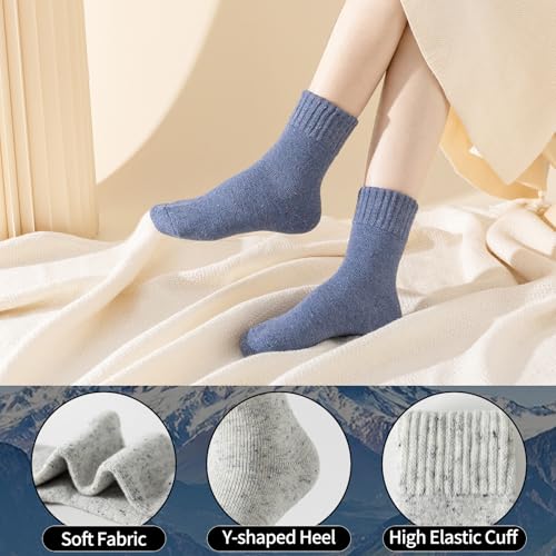 Nimalpal Wool Socks for Women - 5 Pairs Crew Warm Socks for Women Classic Women's Winter Soft Crew Sock Ladies Gifts