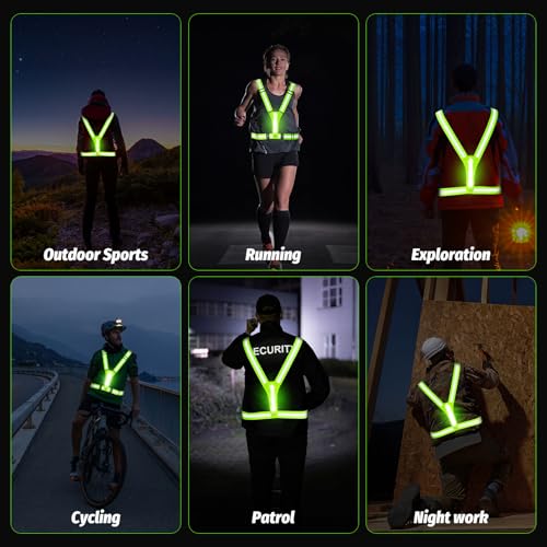 Cabbqiu LED Reflective Running Vest - Light Up With 3 Modes, Rechargeable Night Gear for Runners - Safety Belt for Women Men