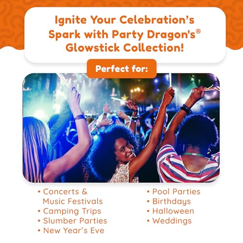 Glow Fever 209pcs Glow Sticks Bulk Party Pack includes 100 8" Glow Sticks and 109 Accessories, with bonus connectors for g...