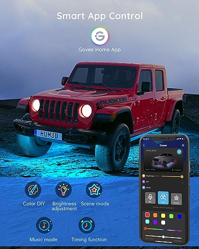 Govee Underglow Car Lights, 4pcs RGBIC Smart LED Lights for Cars with 16 Million Colors and 10 Scene Modes, App Control, N...