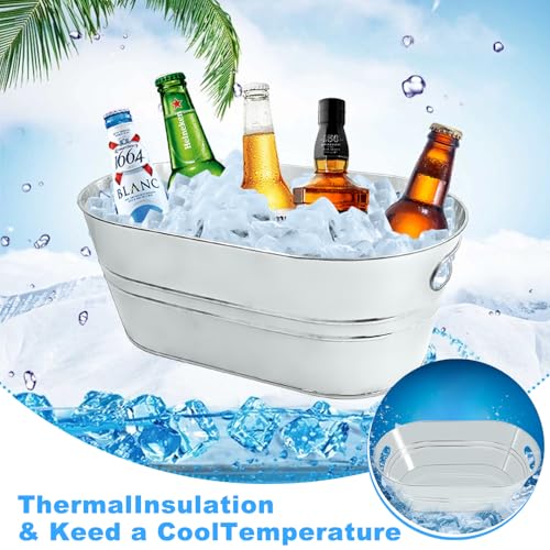 4Pcs 3 Gallon Galvanized Bucket Ice Bucket Large Metal Drink Buckets for Parties Beer Beverage Tub with Scoops for Champag...