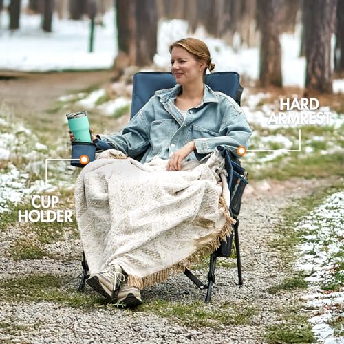 Portal Heated Camping Chairs for Adults Outdoor Sports Oversized Folding Lawn Chair with High Back, Heavy Duty 400 Lbs, Ba...