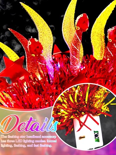 Urieo Light Up Fire Headband LED Flame Headpiece Glow Festival Hair Accessories for Women