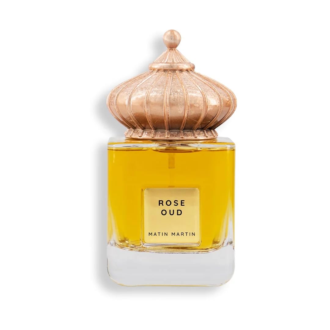 MATIN MARTIN Rose Oud for Unisex - Arabian Perfume for Women & Men - Long Lasting Fragrance with Saffron, Bergamont, Jasmine, Sandalwood, Cedar Notes - Arabic Cologne - Travel Size - 3.4 oz EDP Spray