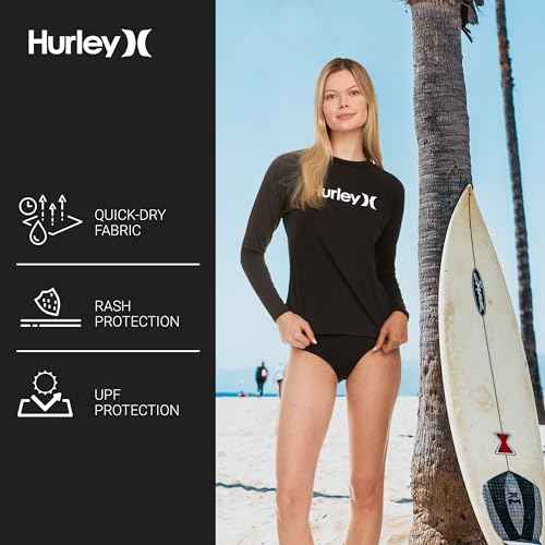 Hurley Rash Guard for Women, Womens Rash Guard Long Sleeve Shirts, Rashguard Swim Shirt Women UPF 50+ SPF & UV Protection