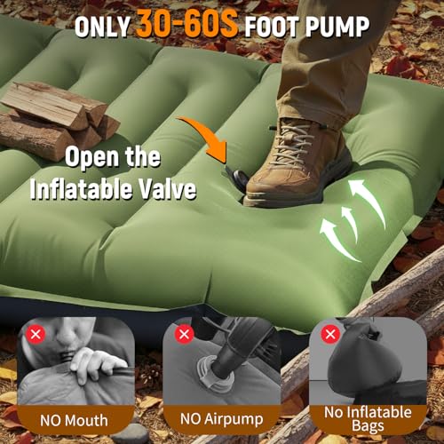 Myxslop Camping Sleeping Pad, Thick 5 Inch Camping Mat with Pillow Built-in Foot Pump Ultralight Inflatable Sleeping Pads ...