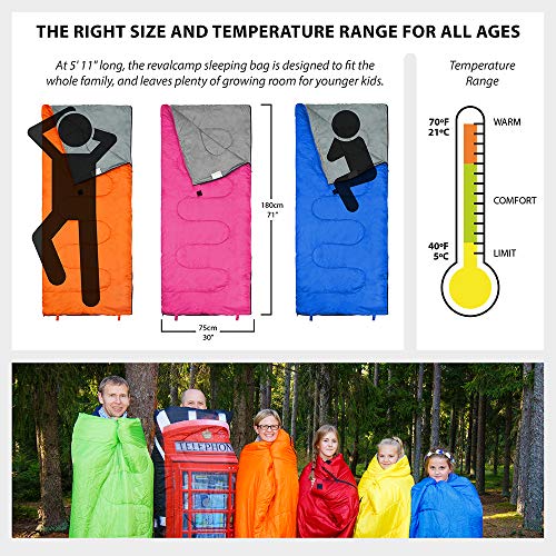REVALCAMP Sleeping Bag Indoor & Outdoor Use. Great for Kids, Boys, Girls, Teens & Adults. Ultralight and Compact Bags are ...