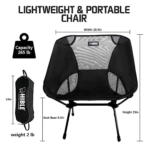 HIBLE Carbon Fiber Folding Camping Chair, Ultra-Light Portable Camp Chair for Hiking, Beach, Fishing, Stable Backpacking C...