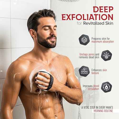 Sturdy Natural Loofah for Men, The Ultimate Men's Loofah Body Scrubber Made with Natural Egyptian Shower luffa Sponge, Bath Shower Sponge lufas for Men - 2 Count (1 Pack) - Black