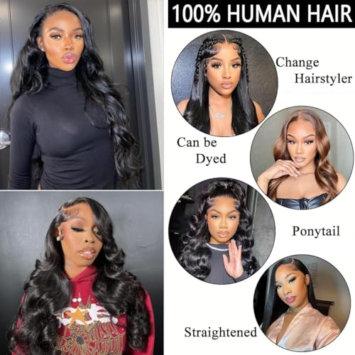 Body Wave Lace Front Wigs Human Hair 13x6 HD Lace Front Wig Human Hair Pre Plucked Body Wave Glueless Wigs Human Hair for Women (13x6 body wave, 20 INCH)