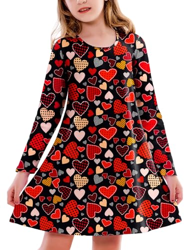 Deerose Girls Valentine's Dress Long Sleeve Mardi Gras Dresses 3-14 Years