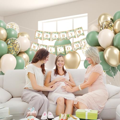 Sage green Balloons, 60pcs 12inch Sage green Sand White Metallic Gold Confetti Balloons for Boho Birthday Wedding Bridal B...