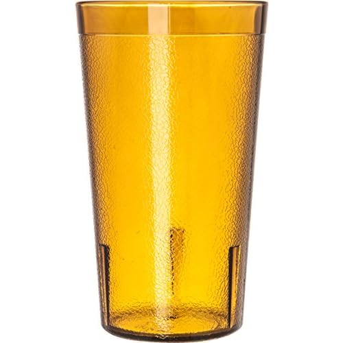 Carlisle FoodService Products Stackable Tumbler Plastic Tumbler with Pebbled Exterior for Restaurants, Catering, Kitchens, Plastic, 13.4 Ounces, Amber, (Pack of 72)