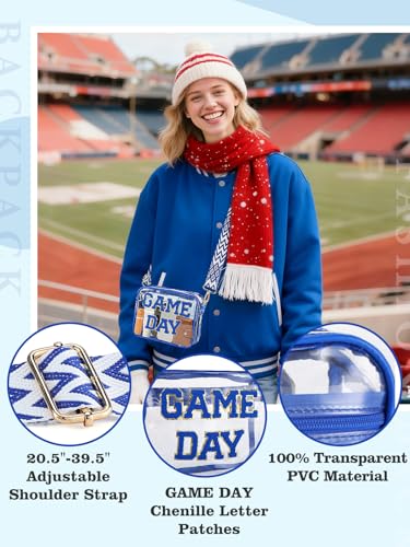 Game Day Clear Bag for Stadium Events - 9" x 7" x 2.5" Small Crossbody Purse for Women, Perfect for Football Fans