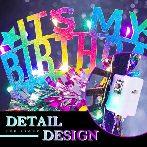 Zoestar Light Up Happy Birthday Headband Glowing Birthday Accessories for Women