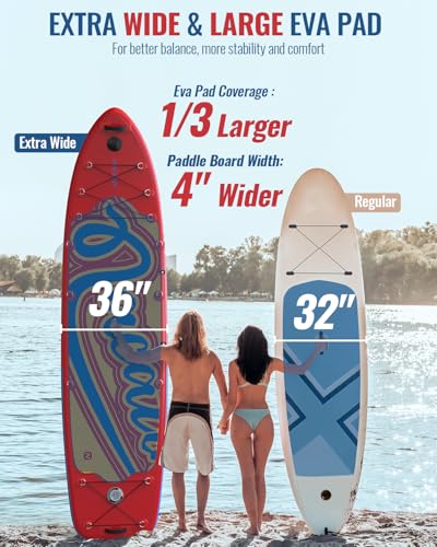 Inflatable Stand Up Paddle Board 12' with Kayak Seat & Dual Paddles – Premium SUP Board for Adults & Families Includes Kay...