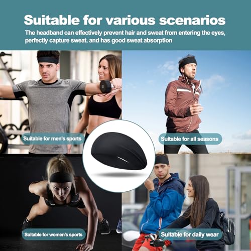 MARKEEP Running Headbands for Men（4 or 6 Pack, Mens Stretchy Headband for Football,Cycling,Basketball,Yoga,Fitness Workout...