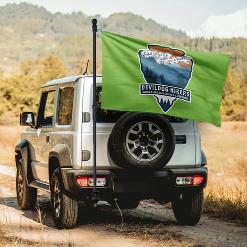 (Pack 1) - 5’ Foot Premium Tangle-Free Carbon-Fiber Flag Pole with 2 Flag Rings, Ideal for Trucks, Vehicles, or SUVs, Perf...