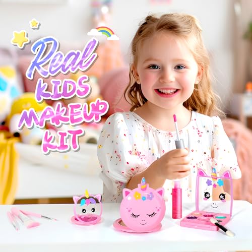ULOVEME Kids Real Makeup Kit for Little Girls - Real, Non Toxic, Washable Make Up Toy - Umicorn Toys Gift for 3 4 5 6 7 8 ...