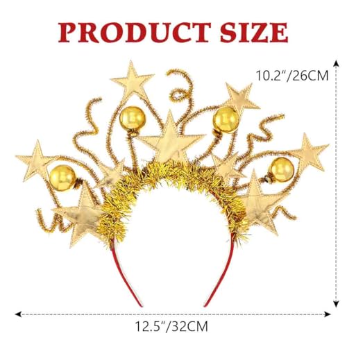 DRESBE Light Up Star Headband Gold New Year LED Stars Crown Headbands NYE Glow Party Hair Accessories for Women