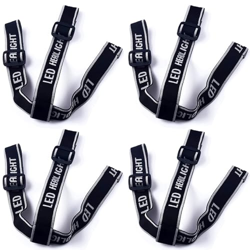RecDec 4 Pack Headlamp Strap Replacement Headband Head Lamp Elastic Head Band Belt for LED Headlamps Flashlight Rechargeab...