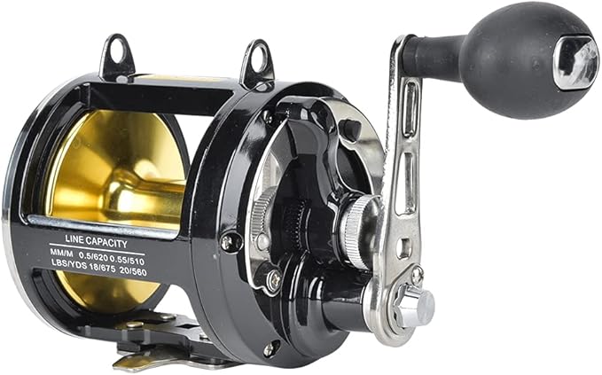 Leapiture TR12000 Saltwater Fishing Reel, Black, Ambidextrous, 8 Stainless Steel Bearings, Trolling, Casting