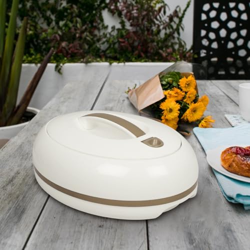 Elegant Large Oval Insulated Casserole Carrier Dish- One Hand Open Lid- 3.15 qt. Luxury Hot Pot Food Warmer/Cooler -Therma...