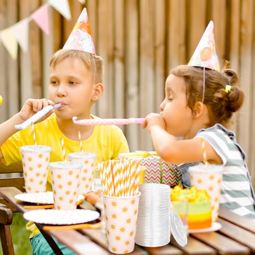 JarThenaAMCS 50 Set Boho Sun Paper Cups with Lids and Straws 16Oz Disposable Cute Sunshine Iced Coffee Tea Cups for Tea Bi...