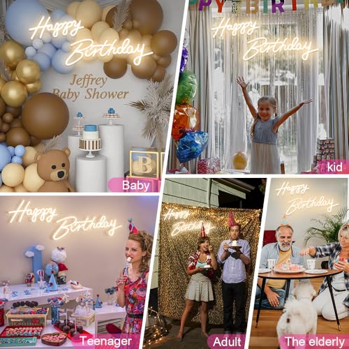 40"/23" Happy Birthday Neon Sign Large - Happy Birthday Sign 12V - Happy Birthday Light Up Sign with Dimmable Switch - 2PC...