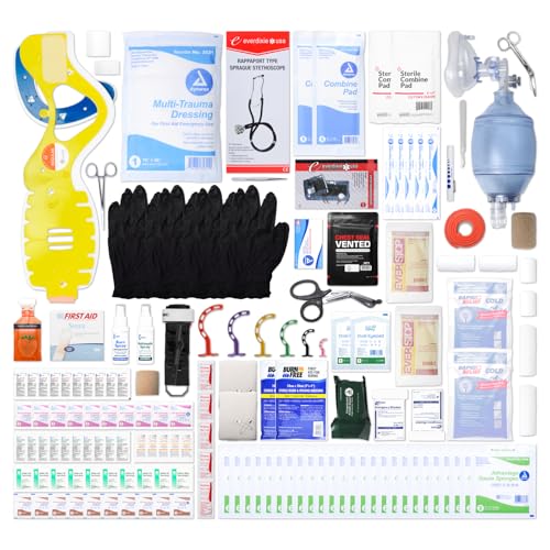 MFASCO Deluxe First Responder Medical Bag - Over 200 Emergency First Aid Supplies, Easy to Carry, Restock & Refill, Includ...