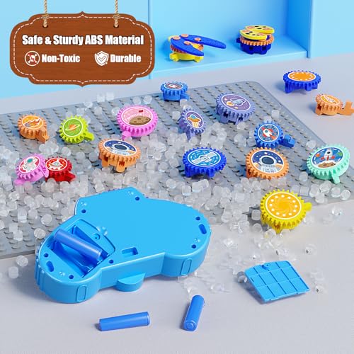 Fivoro STEM Gears Toys for Kids Ages 3+, Creative Learning Building Blocks, 18Pcs Educational Construction Toy Set, Electr...