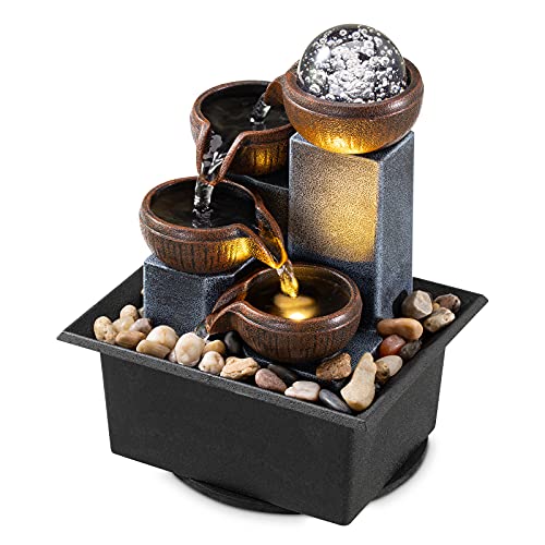 Tabletop Fountain 4 Level Tabletop Waterfall Indoor Meditation Fountain Office Home Relax Desktop Waterfall Includes Many ...