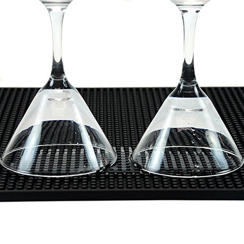BARsics PVC Bar Service Mat for Cocktail Bartender 18x12 inches (Black)