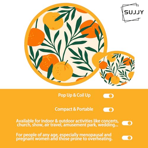 SUJJY 4 PCS 4 Abstract Styles Handheld Compact Cooling Fans Foldable Multi-Role Round Fans for Outdoor Games, Party Decora...