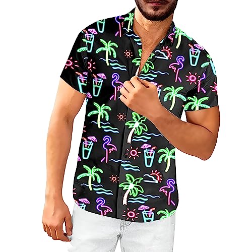 Stazary Neon Shirts for Men Button Up Shirts,Mens Neon Shirt Hawaiian Shirt for Men,Mens Beach Shirts Neon Clothes
