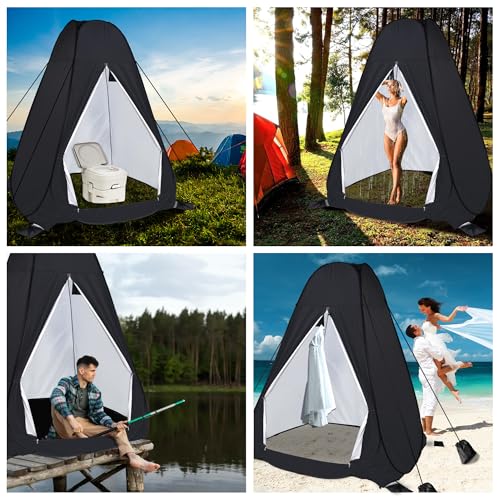 anngrowy Shower Privacy Tent, 7FT Extra Large Pop Up Toilet Tent, Portable Outdoor Bathroom Shower Enclosure, Privacy Shel...